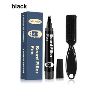 Isian pensil jenggot hitam alami untuk pria, isi bubuk coklat tua hitam jenggot dan pena pengisi alis