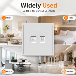 Presa a Muro Ethernet Doppia RJ45 Bianca, Doppia Presa di Rete per <span class=keywords><strong>Internet</strong></span> da Incasso per Ufficio e Hotel - Product Image 2
