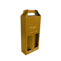Boîte cadeau pour vin en carton ondulé pour 2 bouteilles avec fenêtre transparente, emballage robuste pour vin rouge et blanc