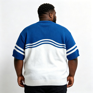 <span class=keywords><strong>Maglione</strong></span> a Maniche Corte per <span class=keywords><strong>Uomo</strong></span>, Abbigliamento OEM Personalizzato, Magliette a Righe Bianche KTY <span class=keywords><strong>Blu</strong></span>, Maglioni Lavorati a Maglia con Motivi di Gabbiani, Fulmini e Onde - Product Image 2