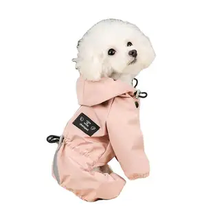 Pakaian anjing peliharaan tahan hujan antilembap, pakaian anjing reflektif kaki empat perlengkapan anjing dan kucing