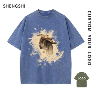 SSC T-shirt blanc pour hommes en coton 320g lavage de vêtement rétro surdimensionné équipe à col rond séchage rapide avec Logo personnalisé t-shirt en vrac en vrac pour adultes - Product Image 1