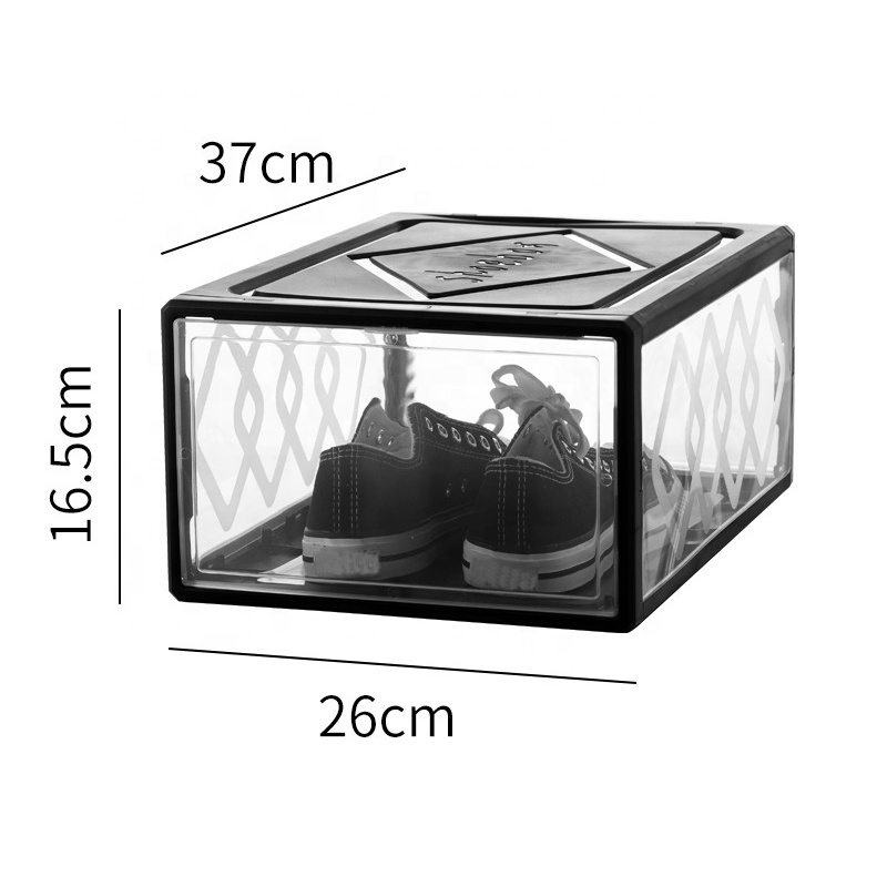 Высококачественный бытовой контейнер с индивидуальным логотипом, Штабелируемый контейнер для кроссовок, акриловый пластиковый прозрачный контейнер для хранения обуви