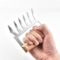 Ensemble de 2 griffes coréennes pour déchiqueter la viande - Pattes de porc en bois et acier inoxydable pour barbecue, idéales pour déchiqueter et découper sur grill à gaz