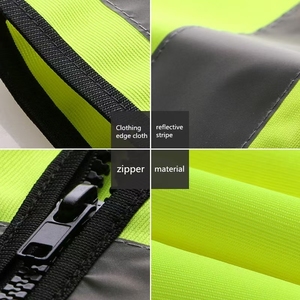 Gilet <span class=keywords><strong>de</strong></span> sécurité haute visibilité personnalisable Hualing, classe 2 ANSI, imperméable, jaune fluorescent, en coton, maille réfléchissante, chantier <span class=keywords><strong>de</strong></span> construction - Product Image 4