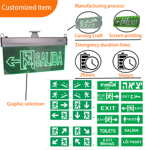Lámpara de Salida de Emergencia Colgante, Luz de Emergencia Recargable, Señal de Salida, Seguridad contra Incendios, Tablero de Acrílico Transparente, Plástico - Product Image 3