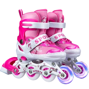 Papaison热卖价格合理可爱固定尺寸闪光聚氯乙烯车轮直排轮儿童溜冰鞋