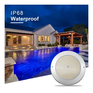 35瓦不锈钢2线树脂填充RGB游泳池伞灯IP68发光二极管表面安装水下无线