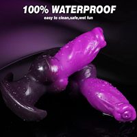 Fantasy Monster Plug anal gonflable géant en silicone, à nouer, avec base en T sécurisée, pour l'entraînement, jouet pour adulte