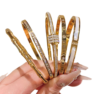 All'ingrosso 18K oro placcato diamante zirconio in acciaio inox bracciale gioielli di moda per le donne regalo - Product Image 1