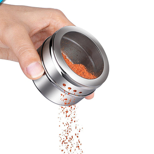 ขวดเครื่องเทศแม่เหล็ก6ชิ้น,อุปกรณ์เครื่องเทศปรุงรสสเตนเลสสตีลพร้อมฝาปิดใสแบบหมุนและหมุนได้ - Product Image 6