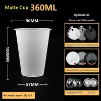 Gobelet rigide en plastique PP givré personnalisable de 12 oz, 14 oz, 16 oz, 22 oz pour Bubble Tea, transparent avec impression de logo