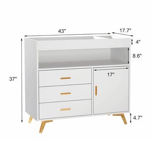Comò <span class=keywords><strong>fasciatoio</strong></span> per neonati con 3 cassetti, stazione <span class=keywords><strong>fasciatoio</strong></span> in legno con ripiano aperto per la cameretta del bambino - Product Image 2