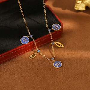 Blue Evil Eye Patron Saint Collar Mujer Luz Lujo Moda Versátil Joyería Cadena de clavícula Joyería - Product Image 1