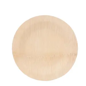 Factory Wholesale Disposable round Wooden Plates Sustainable Stocked Plate Dishes