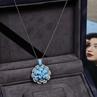 Ensemble de fleurs synthétiques bleu lapis-lavande et pivoine - Aiguille en argent S925 - Luxe, petite taille, tendance, fleurs élégantes