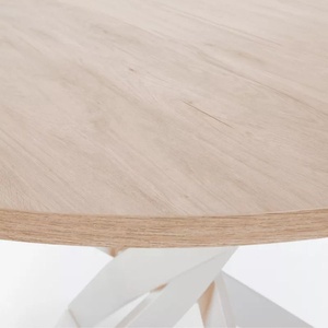 <span class=keywords><strong>Mesa</strong></span> redonda de color natural de <span class=keywords><strong>alta</strong></span> calidad con patas de metal blanco estable, perfecta para espacios de comedor de <span class=keywords><strong>cocina</strong></span>, <span class=keywords><strong>mesa</strong></span> de comedor - Product Image 3