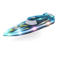 Flytec V666, Bote de Carreras RC de Alta Velocidad con Luces LED de 2.4GHz, Control Remoto de 80M, Lancha Rápida Recargable, Juguete Acuático para Piscina o Lago