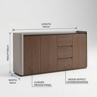 Meja Kopi Konsol Kayu Mewah Modern Nordik Unik 140cm Ramah Lingkungan, Kabinet Bufet, Sideboard untuk Ruang Makan dan Pintu Masuk