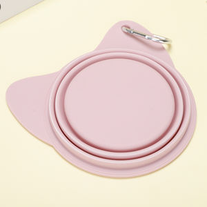 Mangkuk lipat hewan peliharaan silikon kelas makanan bentuk dapat disesuaikan dengan Carabiner, mangkuk makan perjalanan dapat dilipat untuk anjing dan kucing - Product Image 2