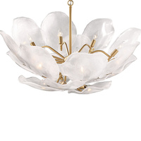 Lustre moderne élégant en verre artisanal avec cadre en laiton, LED réglable, pour la maison, l'hôtel, la villa, le salon