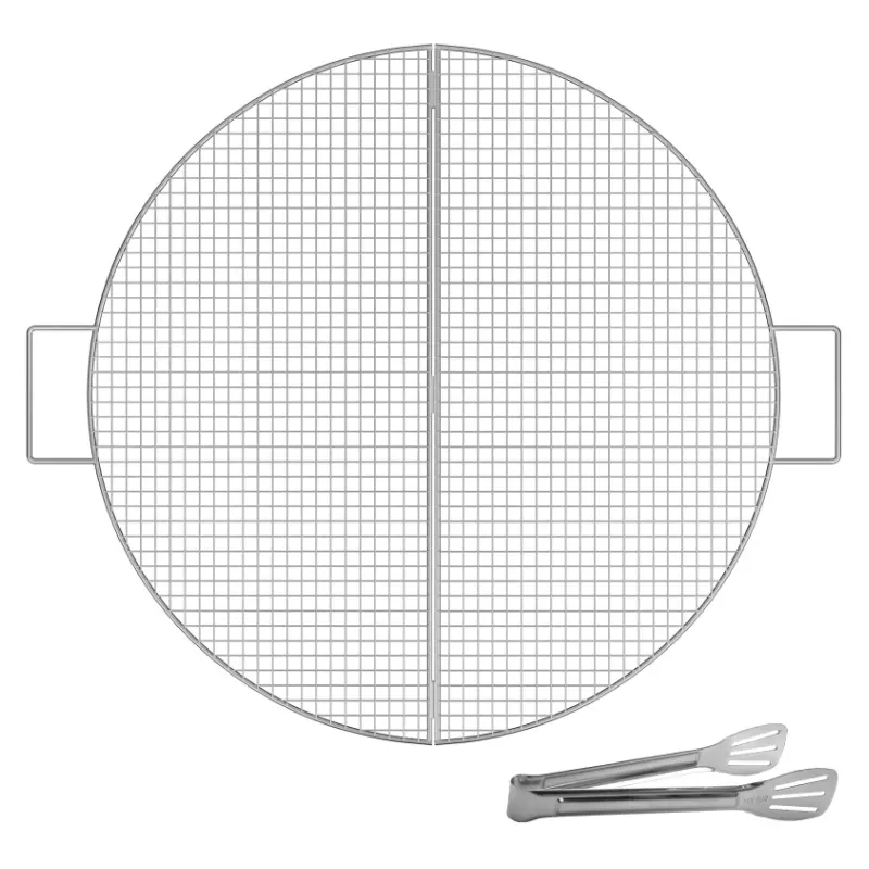 Roestvrijstalen Strakke Grid Kampvuur Bbq Grill Met Draagbaar Handvat Voor Buiten Picknickfeest & Verzamelen, Zilver