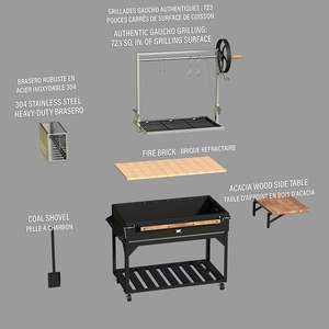 Barbecue <span class=keywords><strong>argentin</strong></span> de style Santa Maria, chariot en acier hautement résistant pour le camping en intérieur, rôtissage et cuisson au charbon de bois - Product Image 6