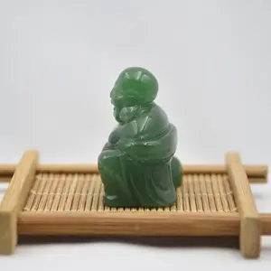Groothandel Groene Aventurijn Steen 1.5 Inch Gesneden Lachende Boeddha Voor Decoratie