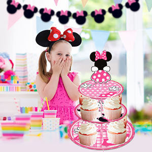 Huancai – support à gâteaux de dessin animé <span class=keywords><strong>Minnie</strong></span>, support à cupcakes à 3 niveaux, support à Dessert, décorations de fête pour enfants, fournitures de fête d'anniversaire - Product Image 5