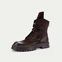 Bottes d'hiver mi-mollet en cuir pleine fleur de vache, antidérapantes, pour l'extérieur, style rétro, mode, moto, jeunesse, travail, vente en gros fabricant
