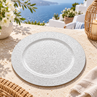 Assiettes de présentation géométriques Woju de 13 pouces en plastique argenté thermolaqué avec texture nid d'abeille pour la décoration de table de mariage