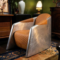 Meubles d'aviation vintage en cuir véritable bras en aluminium fauteuils club en cuir inclinables fauteuil aviateur de salon d'hôtel