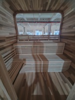 Ruang Sauna Tradisional Luar Ruangan untuk 4 Orang, Kit Sauna Kayu Solid Model Kubus Nordik dengan Pemandangan Panorama