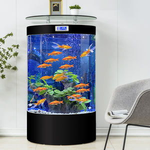 אקווריום זכוכית עגולה (שימוש בסלון ביתי, בעמידה רצפה) עם מערכת סינון וחמצן ותפקוד אקולוגי - Product Image 3