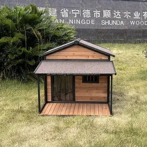 منزل الكلاب الخشبي SDD026 بيت الحيوانات الأليفة للاستخدام في الهواء الطلق مع سقف مقاوم للمطر