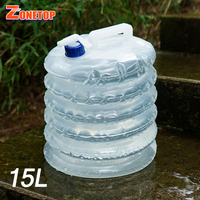 Haute qualité 3L 5L 8L 10L 15L Portable voyage PE plastique pliable pliable pliable bouteille d'eau potable avec robinet