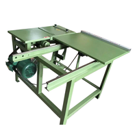 Scie circulaire solide horizontale pour le travail du bois de meubles avec table de poussée de guidage et fonction de coupe d'angle à 45 degrés