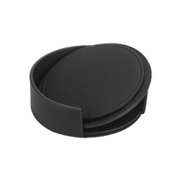 Ensemble de sous-verres ronds en cuir PU noir, protège-surfaces de table et de bureau