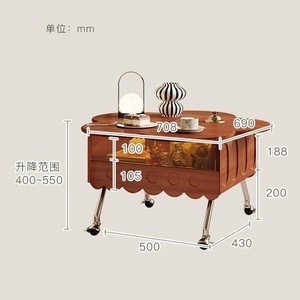 Vintage Style Solid <b>Wood</b> Petal Coffee <b>Table</b> With Storage Drawer Movable Living Room Side <b>Table</b> For <b>Small</b> Apartments - Product Image 2