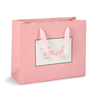Sac en papier rose de luxe écologique et recyclable, imprimé avec logo personnalisé, avec poignée en ruban laminé, emballage très demandé