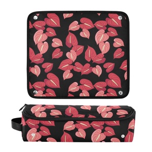 Hawaiian Red Anthurium Flower Print Curling Iron <b>Case</b> Nylon Fabric Custom Logo Hair Tools Storage Bag with Heat Resistant Mat - Product Image 6