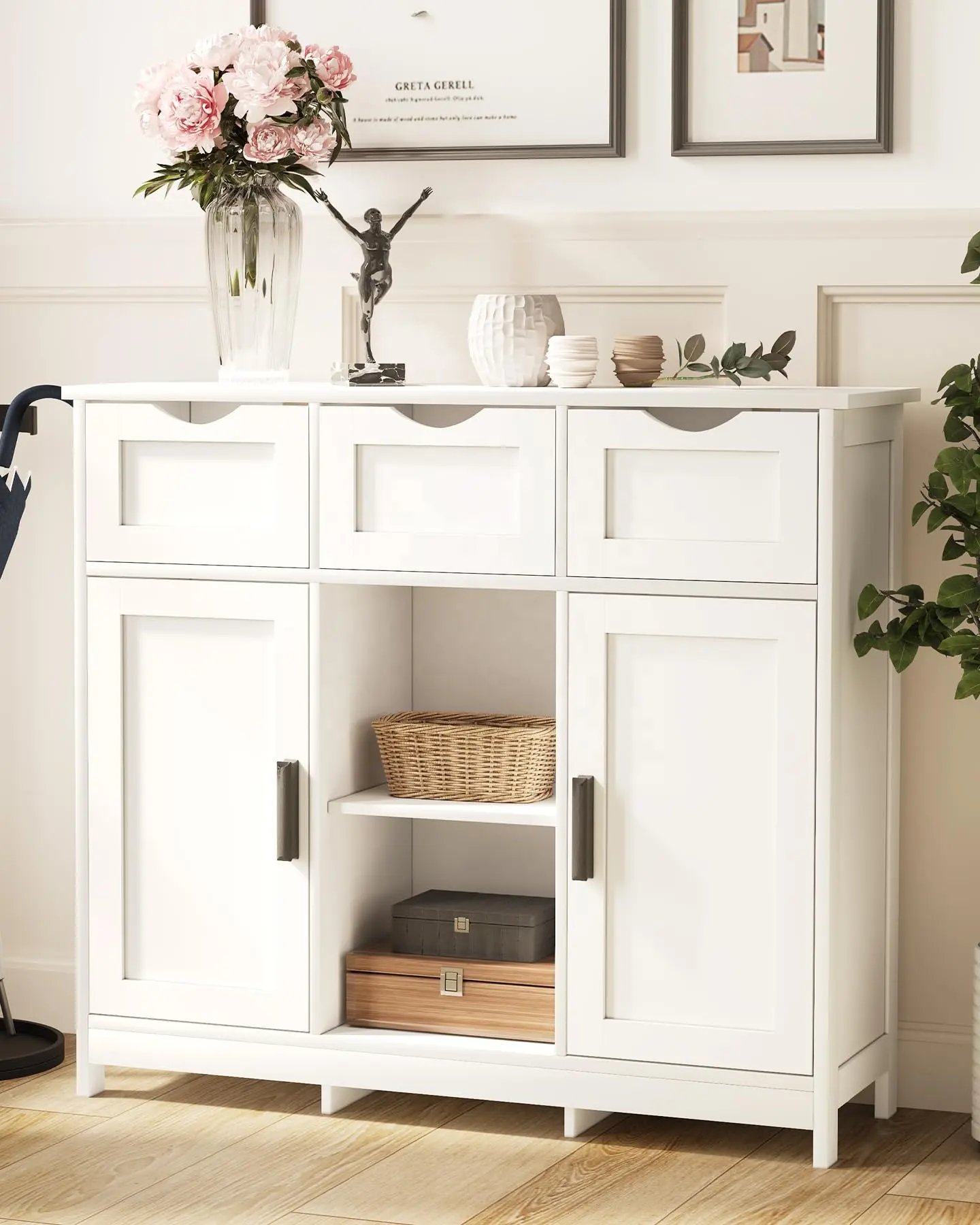 Wohnzimmer möbel Verstellbare Regale Holz schrank Platzsparendes Buffet Flur Schublade Side board