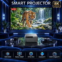 Projecteur 8K natif 1080P intelligent Android avec prise en charge du Wi-Fi, décodage vidéo 8K, haut-parleurs HiFi, projecteurs pour la maison, la chambre et le cinéma