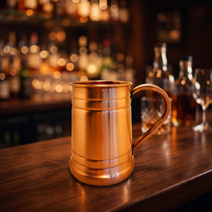 Premium Pure Copper Beer Tankard Mug 16oz Smooth Plain Copper Stein with Handle Wholesale Barware Cocktail <b>Drinkware</b> - Product Image 1
