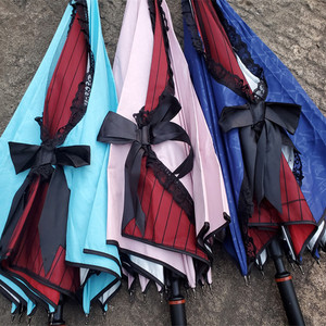 Durable Frame Windproof UV Protective Waterproof Auto Open Curved Handle Lace Decorate Party Classic Gothic Travel Straight - Product Image 2