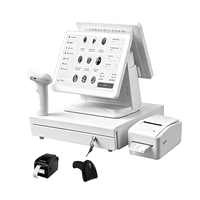 Caja Registradora POS de Doble Pantalla de 15.6 Pulgadas con Sistema Windows 10, Impresora Integrada de 58 mm / 80 mm, Bluetooth / WiFi para Comercio Minorista