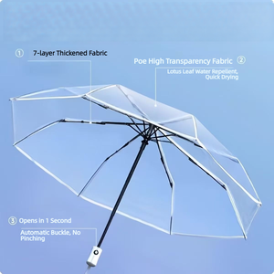 <span class=keywords><strong>Parapluie</strong></span> de pluie <span class=keywords><strong>transparent</strong></span> compact à 3 volets, coupe-vent, 8 baleines, ouverture automatique, avec logo personnalisé OEM, idéal pour les mariages et les cadeaux promotionnels, direct usine - Product Image 4