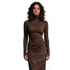 ชุดเดรสผู้หญิงคอเต่ามิดิลายมัดย้อม - เสื้อผ้าผู้หญิงแขนยาวเข้ารูป ชุดเดรสผู้หญิงแฟชั่น - Product Image 2