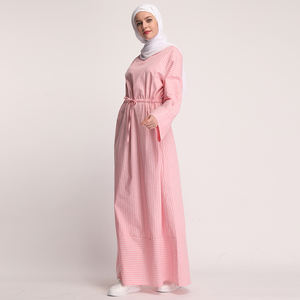 Özel kadın s moda bağbozumu rahat artı boyutu uzun kollu gevşek kravat bel şerit islami maksi elbise - Product Image 4