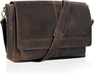 Full Grain <b>Leather</b> <b>Messenger</b> <b>Bag</b> <b>for</b> <b>Men</b> and Women 15.5 Inch Laptop Briefcase Shoulder <b>Bag</b> Vintage Crossbody Business Travel - Product Image 5